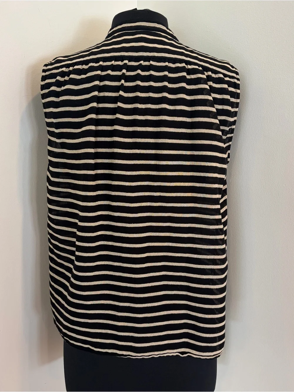 Jcrew Striped Sleeveless Button-Up Top in Black and Cream